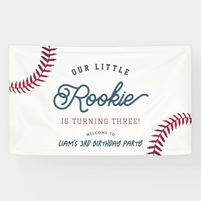 Banderoles Petit Rookie Baseball Boy Bienvenue Anniversaire (Horizontal)