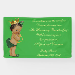 Banderoles Petit vert ethnique et or de princesse baby shower
