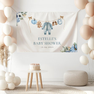 Banderoles Petite Citrouille Automne Bleu Floral Garçon Baby