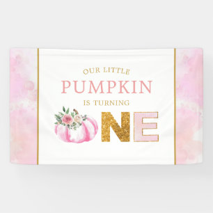 Banderoles Petite Citrouille Rose Floral Automne Fille 1er An