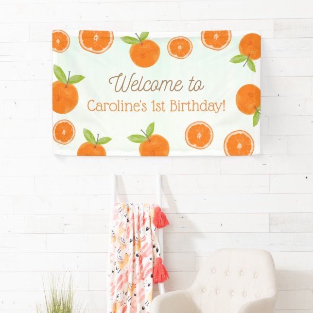 Banderoles Petite Cutie Oranges Fille Anniversaire Bienvenue (En situation)