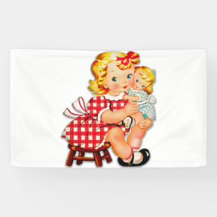Banderoles Petite fille retro vintage poupée