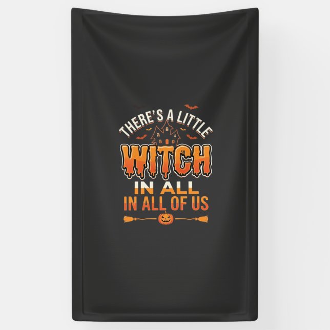 Banderoles Petite Sorcière Halloween Sorcière Conception de T (Vertical)