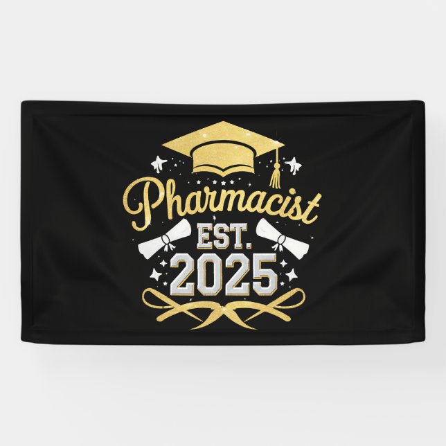 Banderoles Pharmacien Est 2025 Diplôme en Pharmacie (Horizontal)