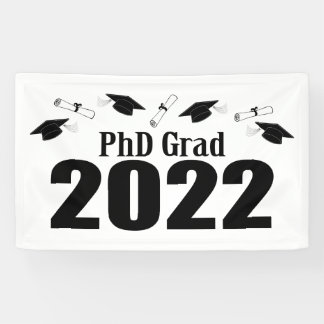 Banderoles PhD Grad 2022 Casquettes Et Diplômes (Noir)