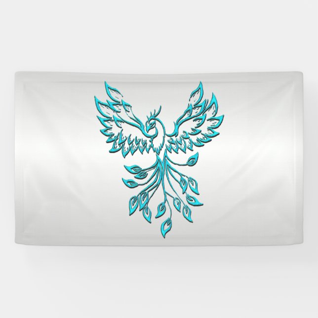 Banderoles Phoenix bleu turquoise se lève sur l'argent (Horizontal)