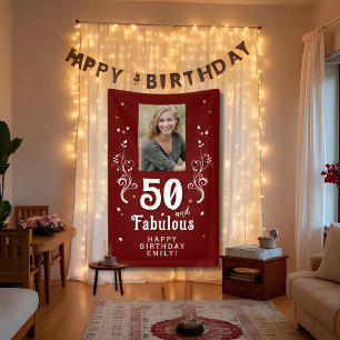 Banderoles Photo 50 ans et Fabuleux Feuillage Rouge 50e Anniv