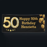 Banderoles Photo 50th Birthday Party Banner Black Gold<br><div class="desc">Célébrez avec style notre bannière "50e anniversaire - Joyeux anniversaire". Parfait pour ajouter une touche festive à votre célébration de jalon, cette bannière exsude la joie et de l'excitation, marquant un moment significatif dans le voyage de votre vie. Avec son design dynamique et ses lettres audacieuses, il sert de pièce...</div>