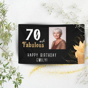 Banderoles Photo 70 ans et Fabuleux Feuillage Doré Anniversai