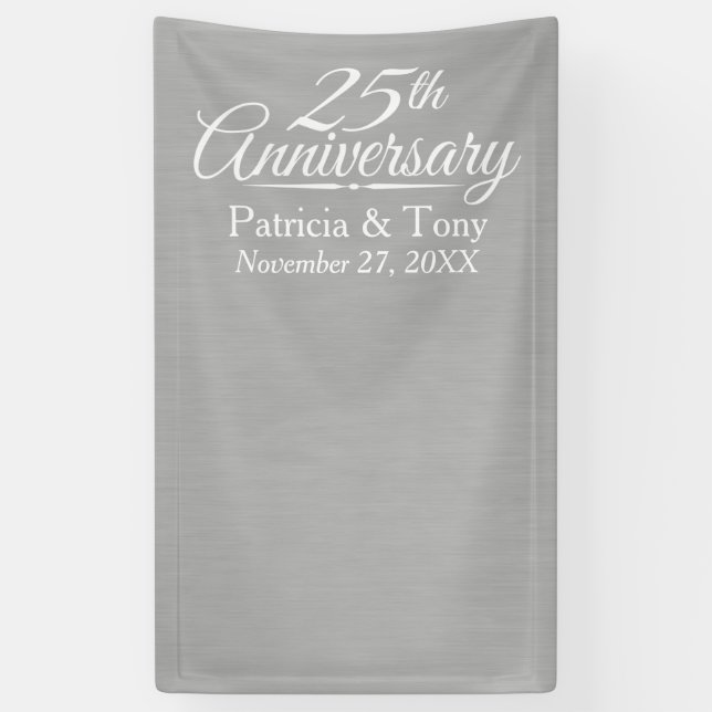 Banderoles Photo Booth Backdrop - 25e anniversaire du Mariage (Vertical)