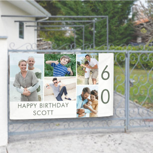 Banderoles Photo Collage 5 Photo 60th Birthday Banner