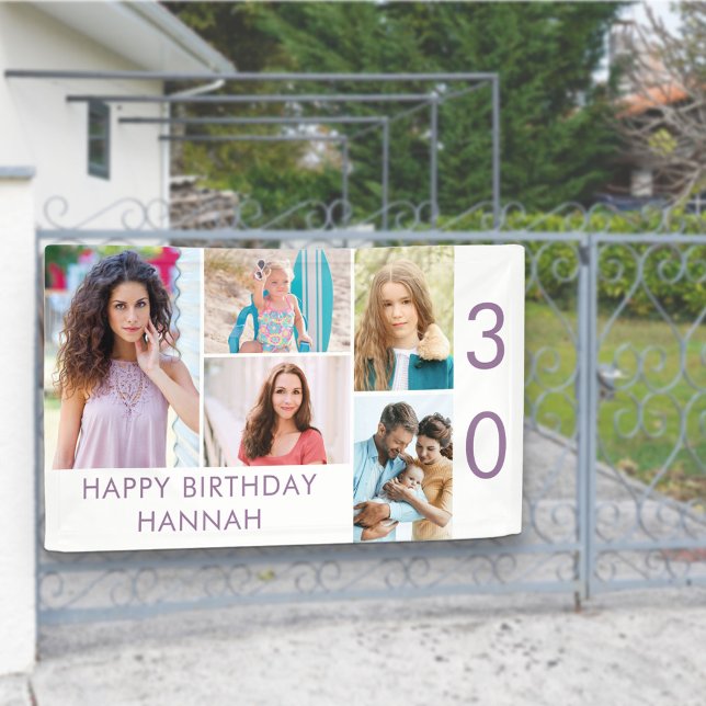 Banderoles Photo Collage 5 Photo personnalisée 30e anniversai (Créateur téléchargé)