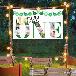 Banderoles Photo Collage Lucky One Custom 1st Birthday Party