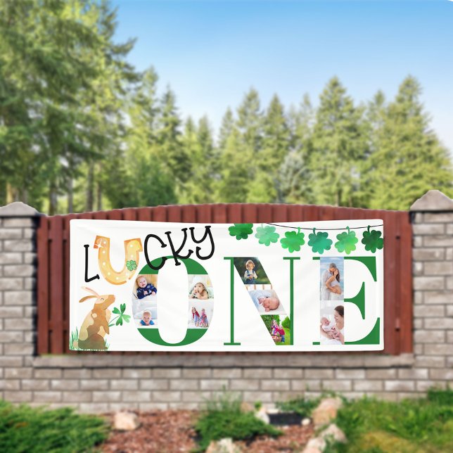 Banderoles Photo Collage Premier anniversaire Lucky One Party (Créateur téléchargé)