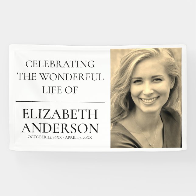 Banderoles Photo commémorative funéraire simple (Horizontal)