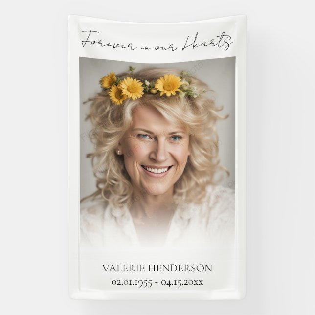 Banderoles Photo commémorative pour toujours dans nos coeurs (Verticale)