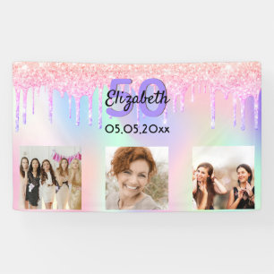 Banderoles Photo d'anniversaire rose violet bienvenue