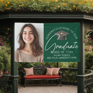 Banderoles Photo de diplômé vert foncé Fête de fin d'études 2