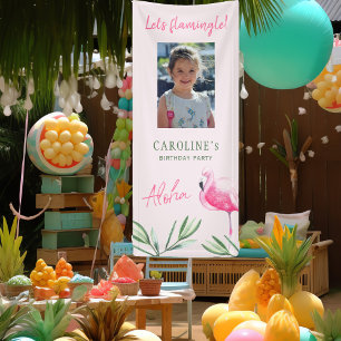 Banderoles Photo de fête d'anniversaire tropicale de plage d'