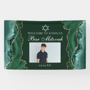 Banderoles Photo de fête de Bar Mitzvah Chic Green Gold