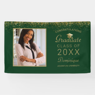 Banderoles Photo de graduation Gold Glam Script Grad Casquett