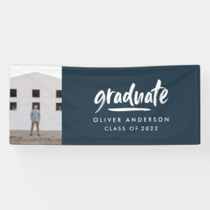 Banderoles Photo de script moderne marine bleu graduation
