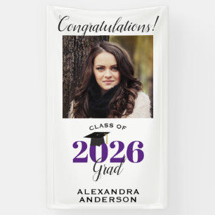 Banderoles Photo de script moderne Purple Graduation vertical