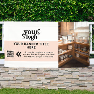 Banderoles Photo du logo de l'entreprise Blush Pink Modern QR