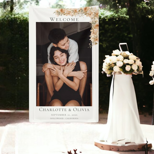 Banderoles Photo Elegant Floral Welcome Mariage (Photo Elegant Floral Welcome Wedding Banner from Ricaso)