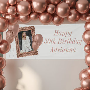 Banderoles Photo et ballons en or blanc et Rose