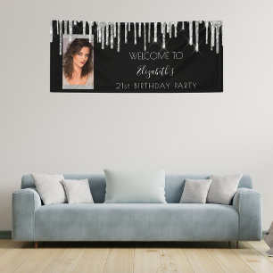 Banderoles Photo fête d'anniversaire noir argent parties scin
