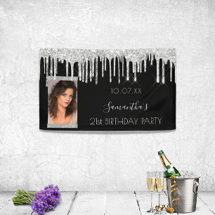 Banderoles Photo fête d'anniversaire noir argent parties scin