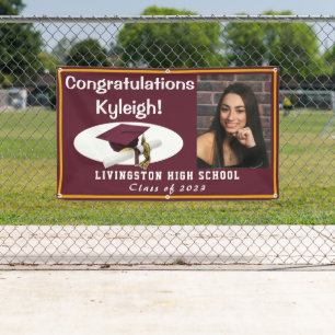 Banderoles Photo Maroon & Gold Vinyl Graduation