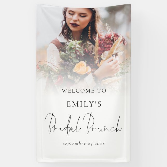 Banderoles Photo Overlay Élégant Script Welcome Bridal Brunch (Vertical)