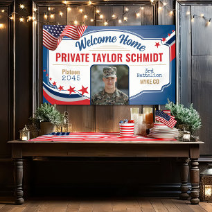 Banderoles Photo patriotique de bienvenue militaire Drapeau a