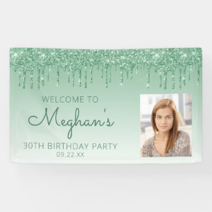 Banderoles Photo personnalisée Green Parties scintillant Drip