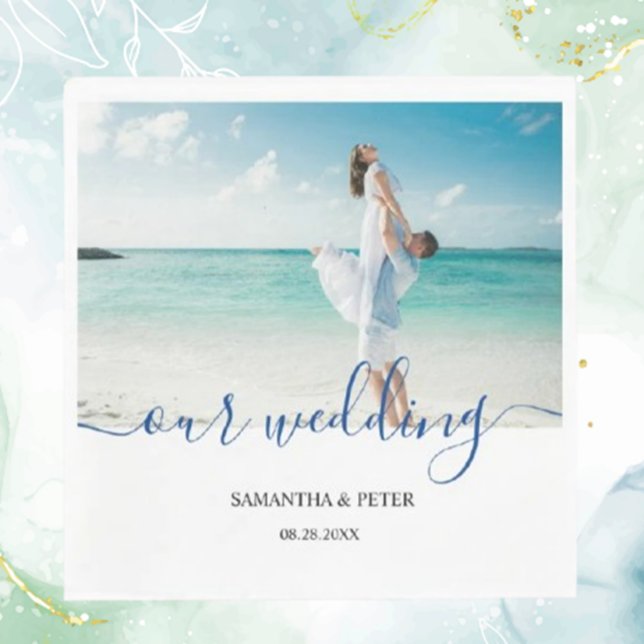 Banderoles Photo personnalisée Modern Beach Wedding Livre d'i (Celebrate your special day with a custom photo modern beach wedding banner.  )