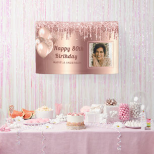 Banderoles Photo Pink Gold 80e anniversaire parties scintilla
