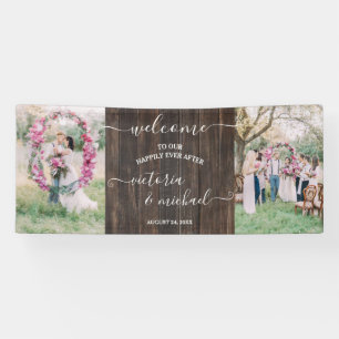 Banderoles Photo Rustic Wood mariage Bienvenue