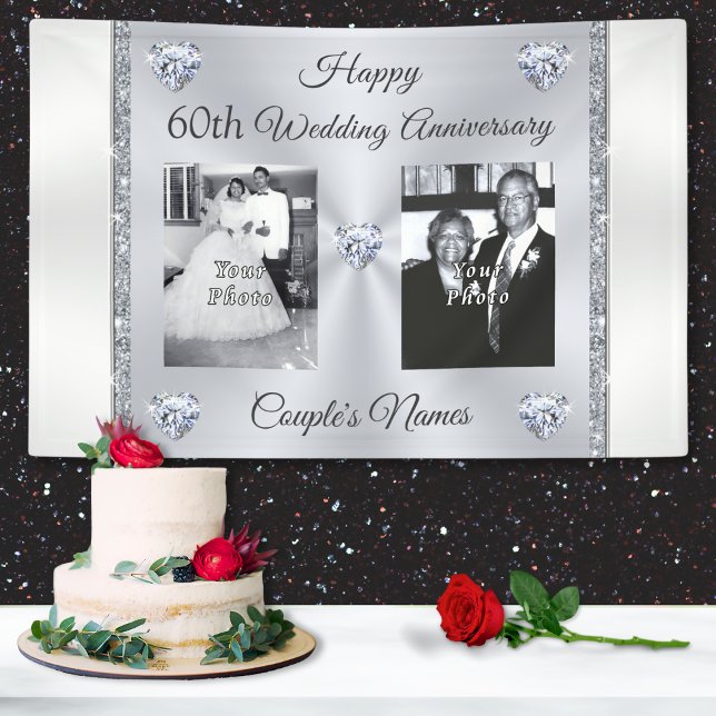 Banderoles PHOTO(S), Décorations du 60e anniversaire du Maria (60th anniversary banners. Photo anniversary banners. Diamond wedding anniversary party ideas. Photos)