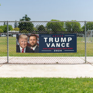 Banderoles Photo Trump Vance 2024 Campagne Grand Outdoor