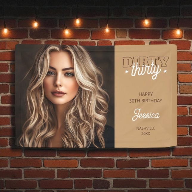 Banderoles Photo Western Country Dirty Trente 30e anniversair (Photo Western Country Dirty Thirty 30th Birthday Banner)