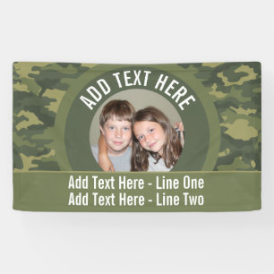 Banderoles Photo with Camouflage Green and Custom Text