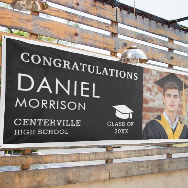 Banderoles Photographie Noir Blanc Gradué Classe De Diplôme (Créateur téléchargé)