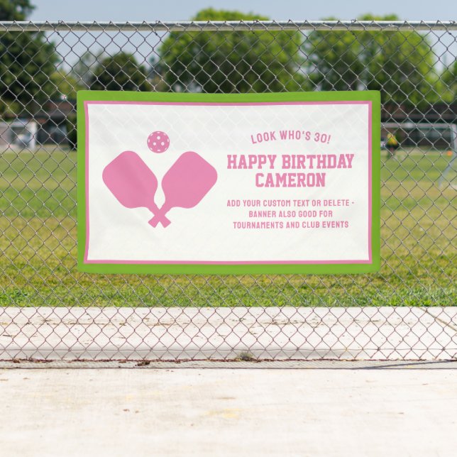 Banderoles Pickleball Club Party Paddles Rose Green Custom (En situation)