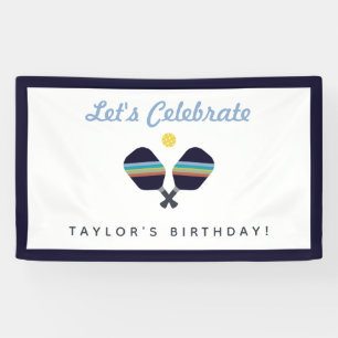 Banderoles Pickleball Party Sports Bleu foncé Paddles rayées