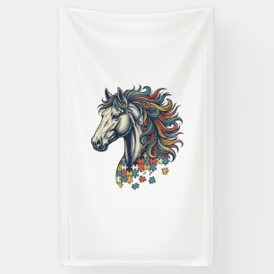 Banderoles Pièce de puzzle de cheval coloré T-Shirt gravure v