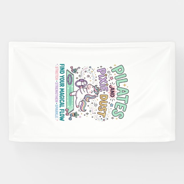 Banderoles Pilates de licorne et poussière de pixie typograph (Horizontal)