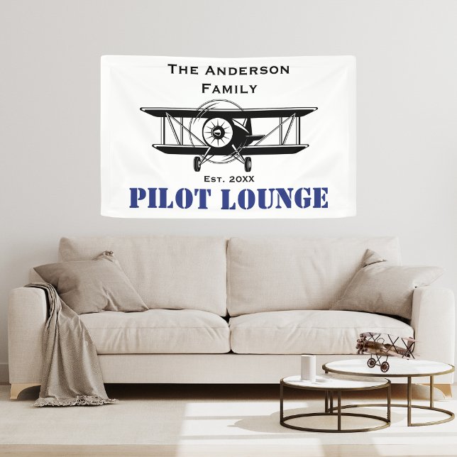Banderoles Pilote Lounge Cool Avion Aéronautique Personnalisé (Créateur téléchargé)