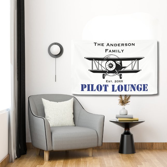 Banderoles Pilote Lounge Cool Avion Aéronautique Personnalisé (Créateur téléchargé)